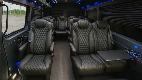 Interior of Scottsdale Party Bus Company's 15 Passenger Minibus in Scottsdale