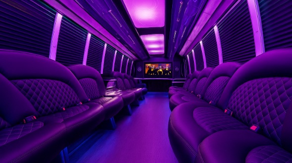 Interior of Peoria Party Bus Company's 50 Passenger Party Bus in Peoria